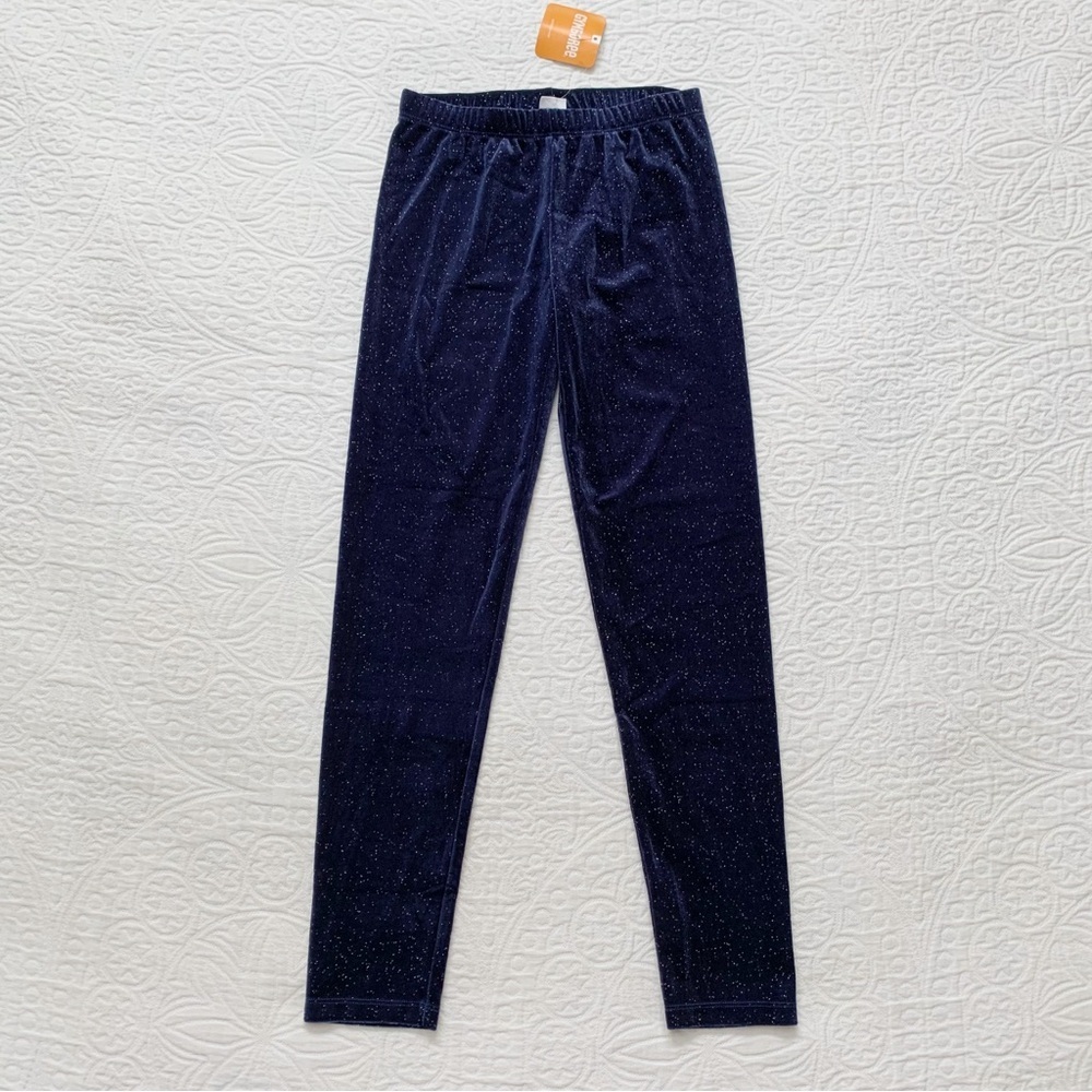 Gymboree Girls' Sparkle Velour Leggings, Navy / Silver‎ (L, 10-12)